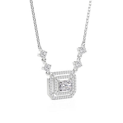 Juelvia Classic Double Halo Necklace Sterling Silver
