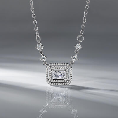 Juelvia Classic Double Halo Necklace Sterling Silver