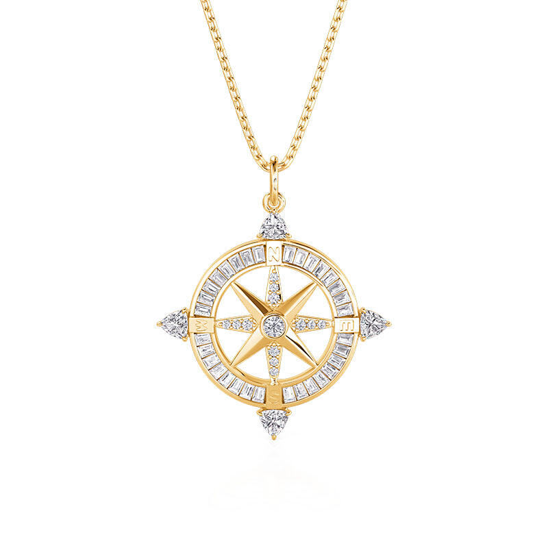 Compass Pendant Necklace Sterling Silver