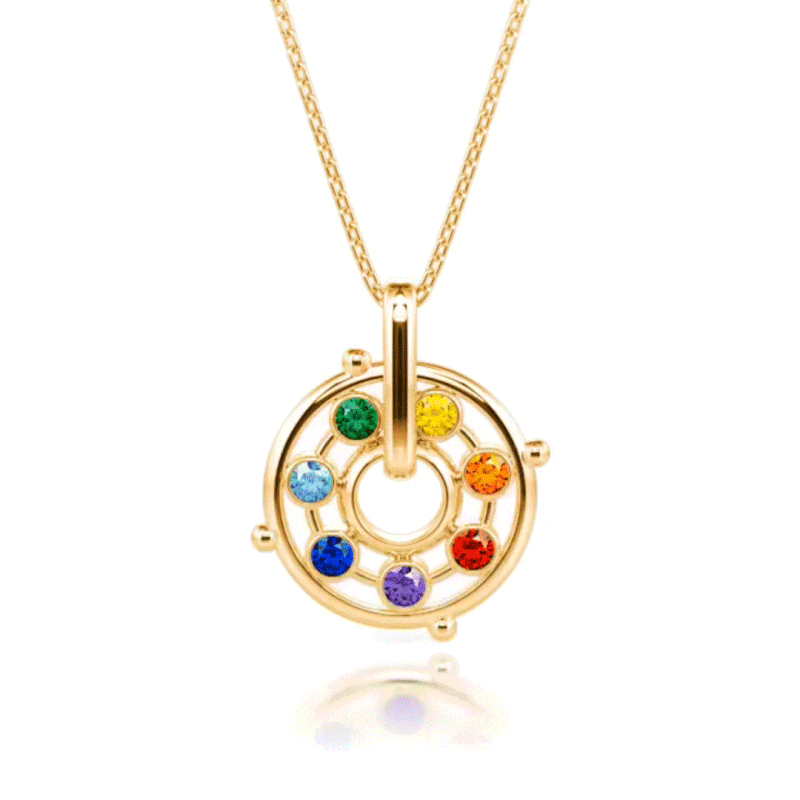 Cool Rotatable Energy Healing Chakra Necklace Sterling Silver