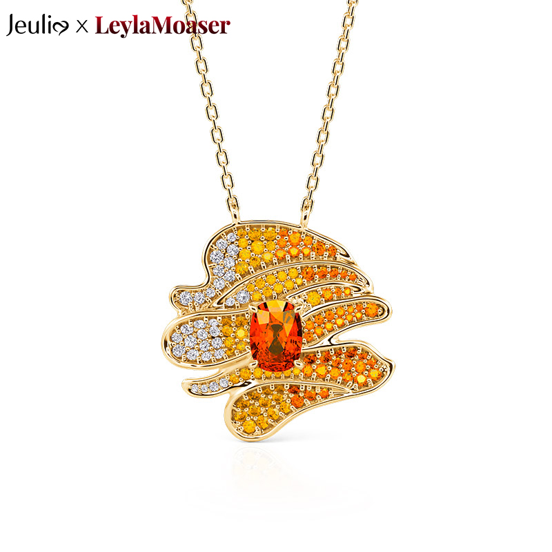 x Leyla “Sunset Desert” Art Deco Golden Necklace Sterling Silver