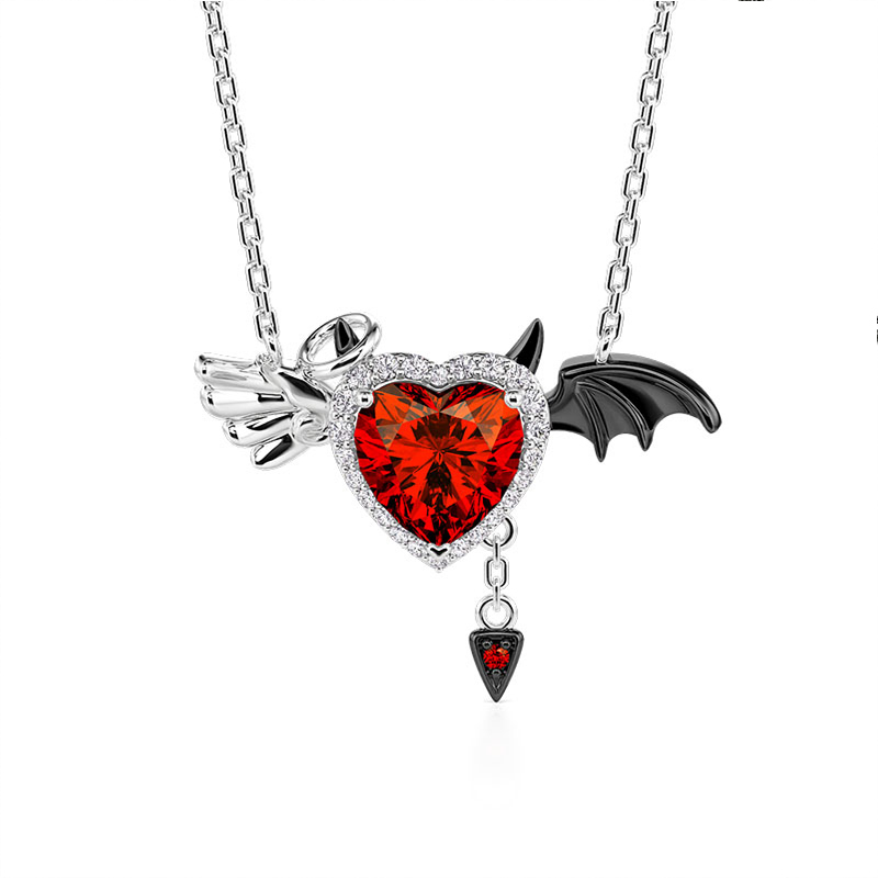 “Angels and Demons” Wing Heart Necklace