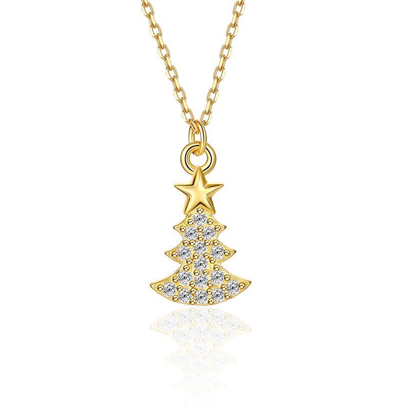 Festive Tree Pendant Necklace Sterling Silver