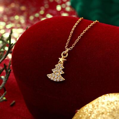 Juelvia Festive Tree Pendant Necklace Sterling Silver