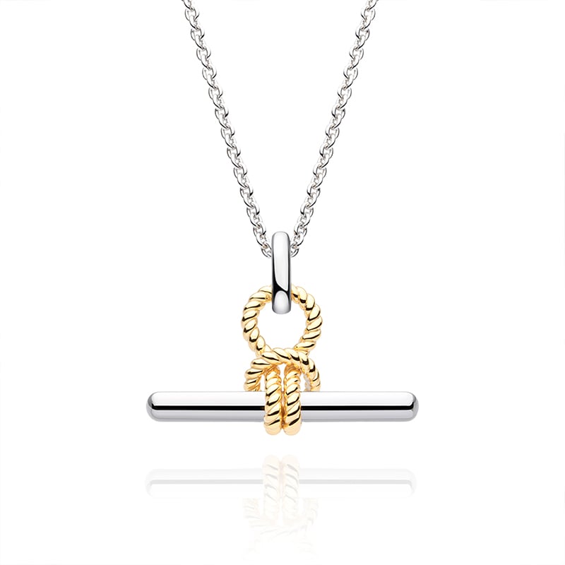 Andy Style Two Tone Love Knot T-Bar Necklace