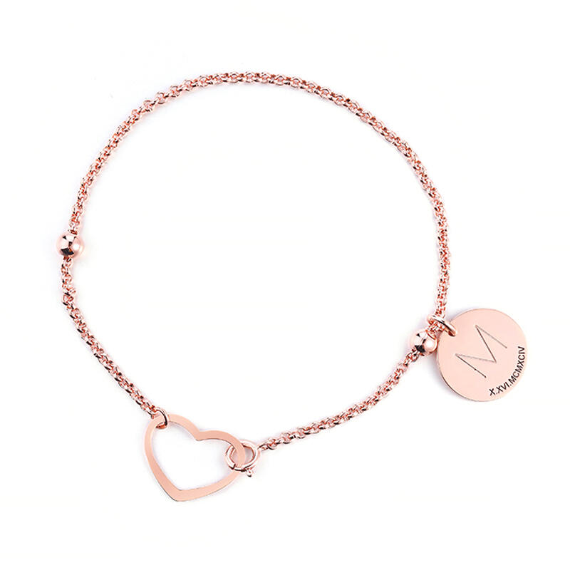 Heart Initial Personalized Sterling Silver Bracelet