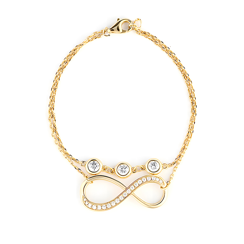 Double Layer Infinity Sterling Silver Bracelet With Birthstone