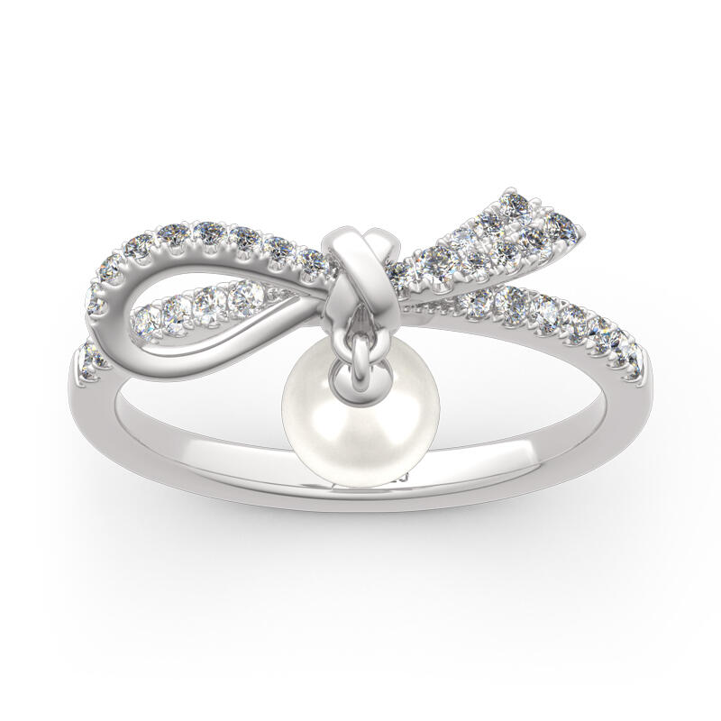 Bowknot Cultured Pearl Sterling Silver Ring