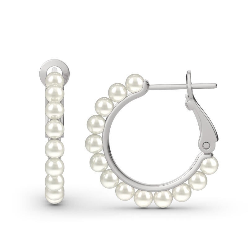 Cultured Pearl Sterling Silver Hoop Earrings