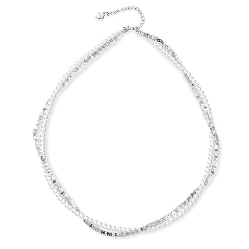 Juelvia Double Layer Twist Pearl Sterling Silver Necklace