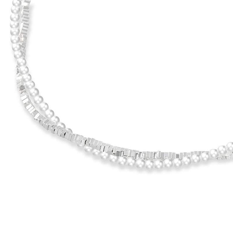 Juelvia Double Layer Twist Pearl Sterling Silver Necklace