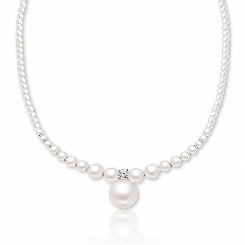 Elegant White Pearl Sterling Silver Necklace