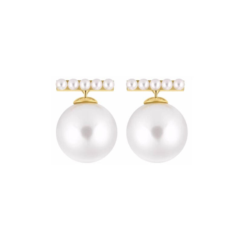 Vintage White Pearl Copper Ear Jackets