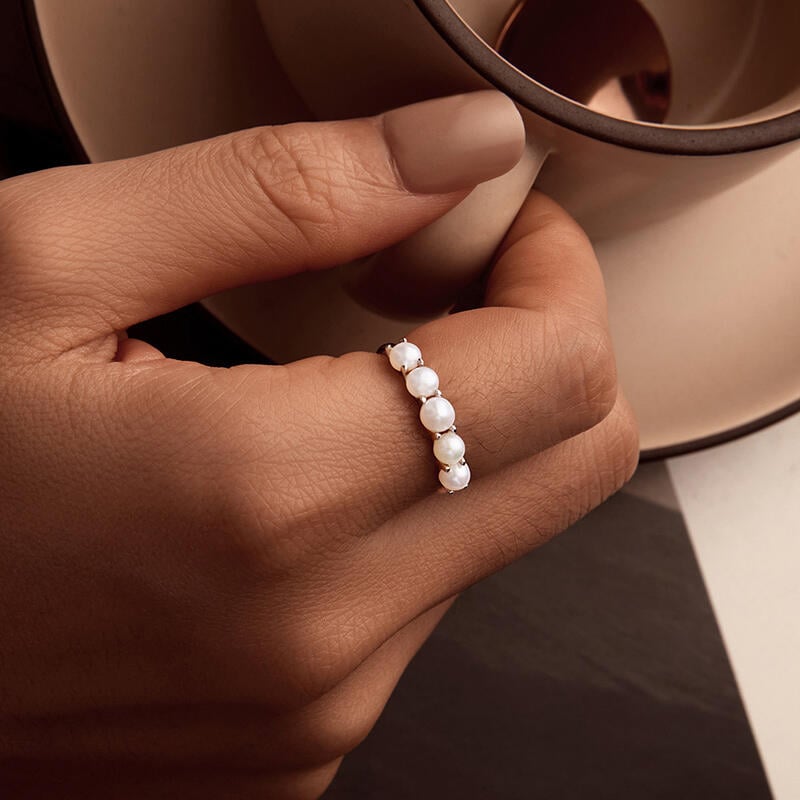 Juelvia Classic White Pearl Sterling Silver Ring