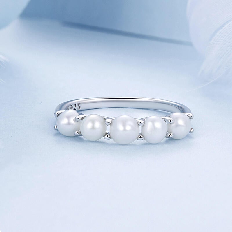 Juelvia Classic White Pearl Sterling Silver Ring