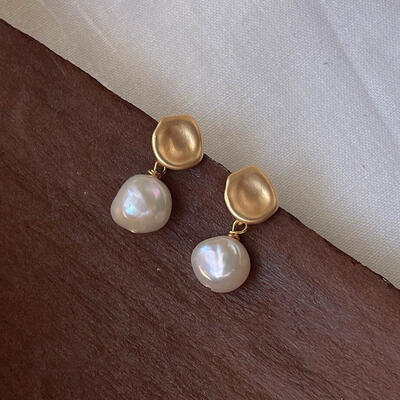 Juelvia EveryDay Baroque Pearl Gold Drop Earrings