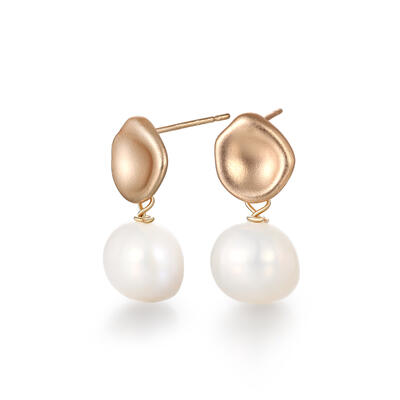 Juelvia EveryDay Baroque Pearl Gold Drop Earrings