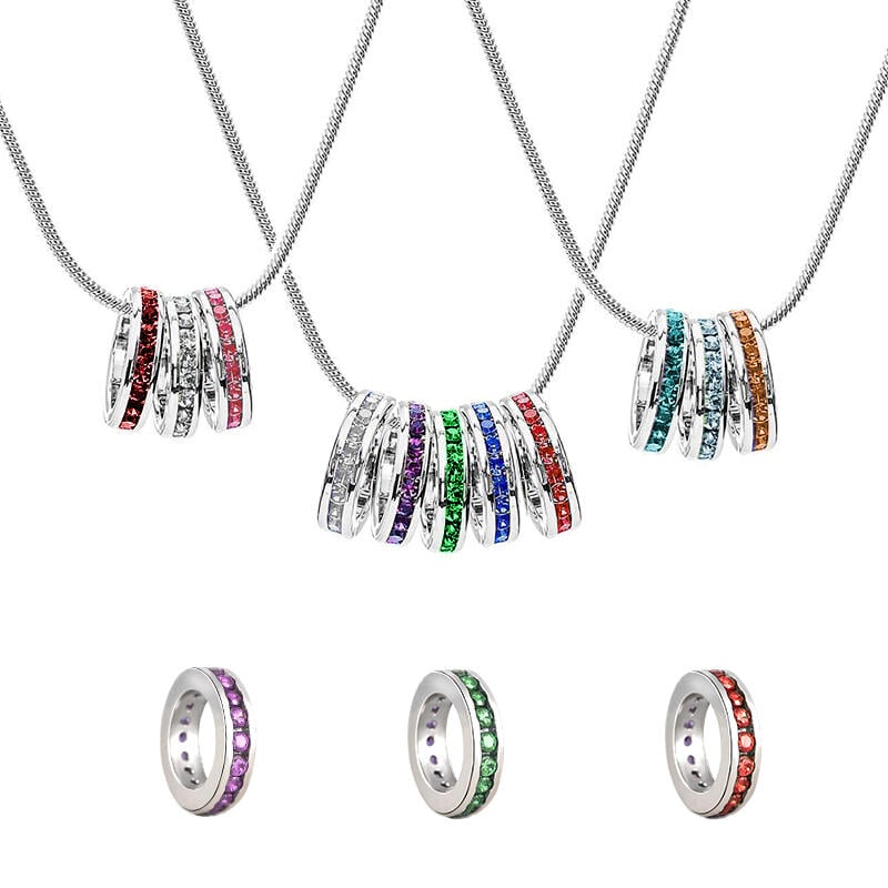 Stackable Birthstone Eternity Charm Necklace Sterling Silver