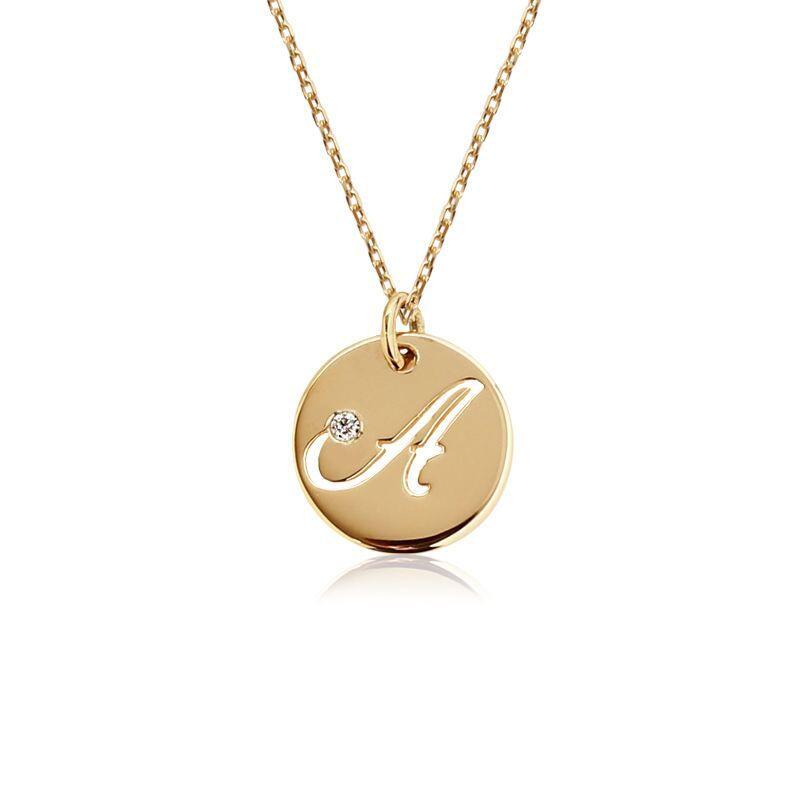 Custom Initial Coin Pendant Necklace in Sterling Silver