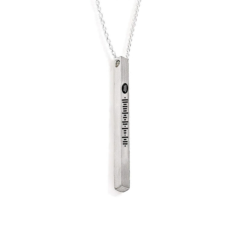 Scannable Spotify Code Vertical Bar Stainless Steel Necklace