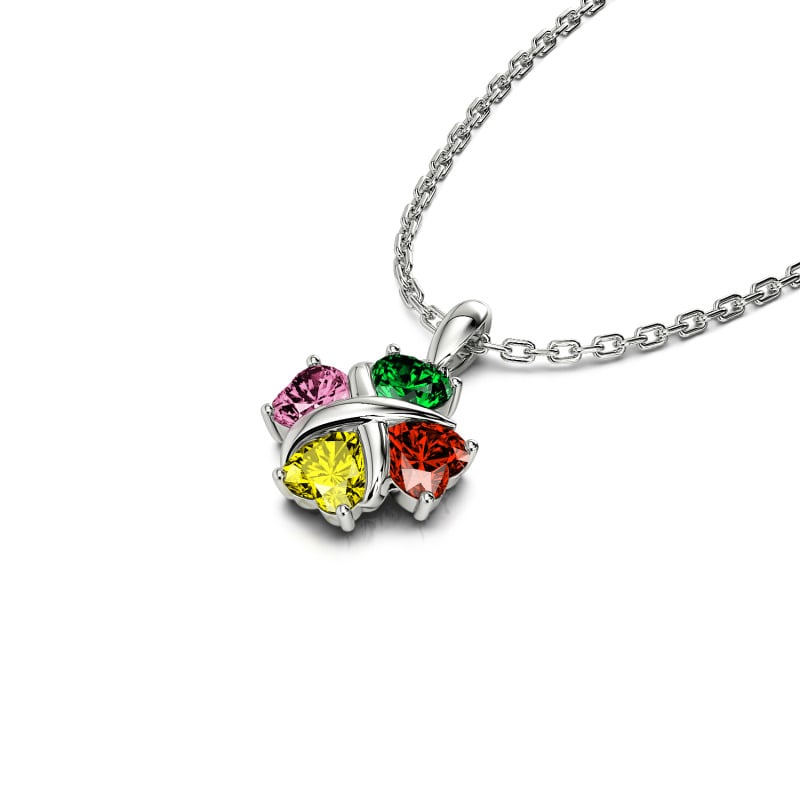 Juelvia Four Leaf Clover Custom Birthstone Necklace Sterling Silver
