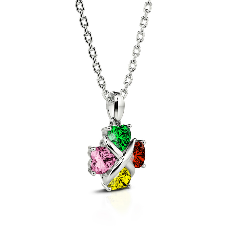 Juelvia Four Leaf Clover Custom Birthstone Necklace Sterling Silver