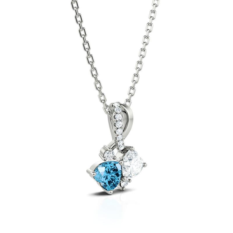 Juelvia "Heart to Heart" Two Stone Heart Cut Sterling Silver Necklace