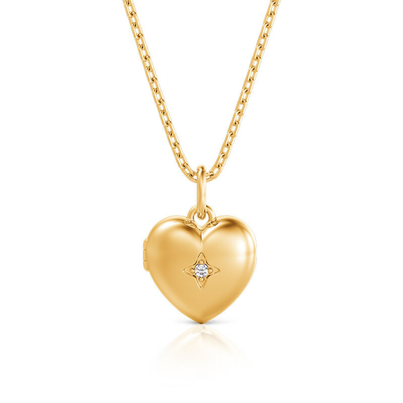 Golden Custom Heart Necklace With Birthstone Engraved
