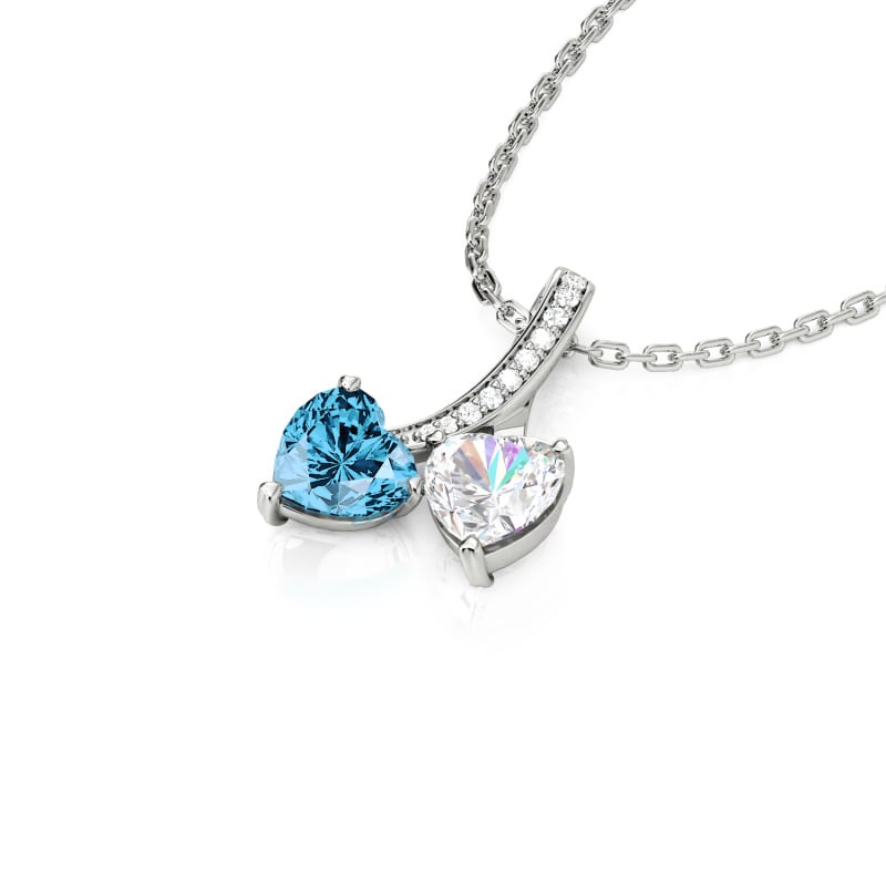 Juelvia "Entwined Hearts" Custom Heart Necklace Two Stone Twist