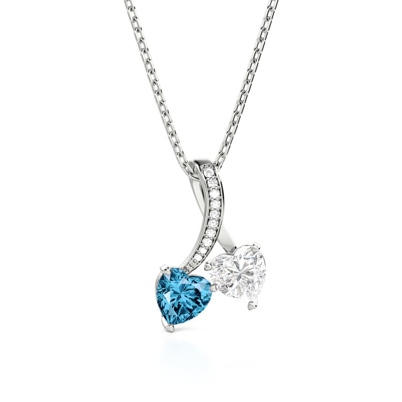 Juelvia "Entwined Hearts" Custom Heart Necklace Two Stone Twist