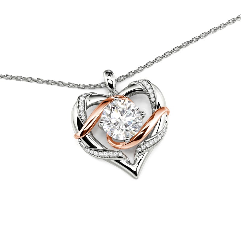 Juelvia Amore Custom Two Tone Heart Necklace