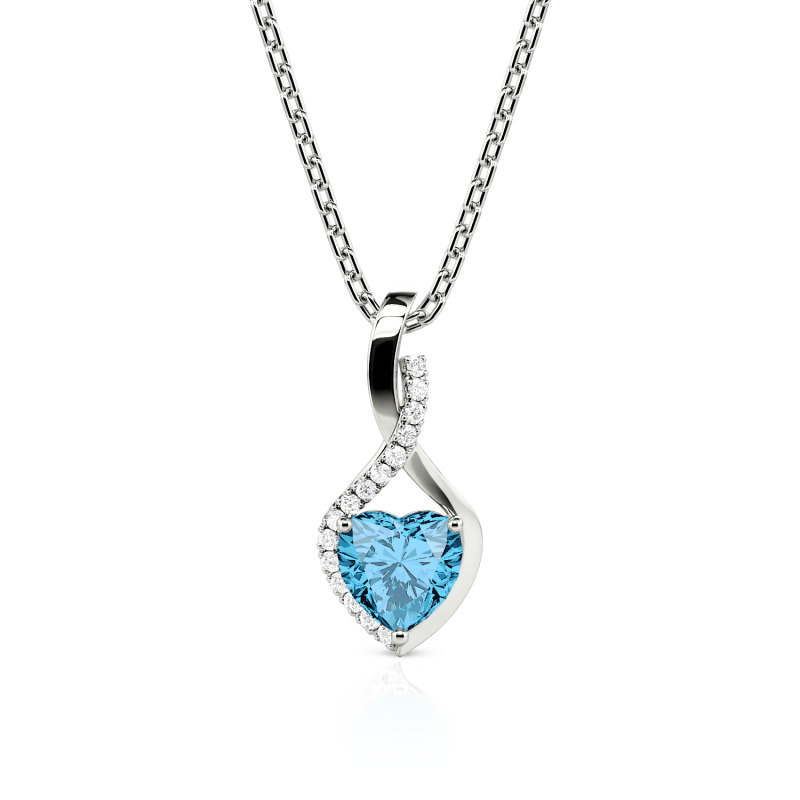 Personalized Halo Heart Necklace with Twist Design
