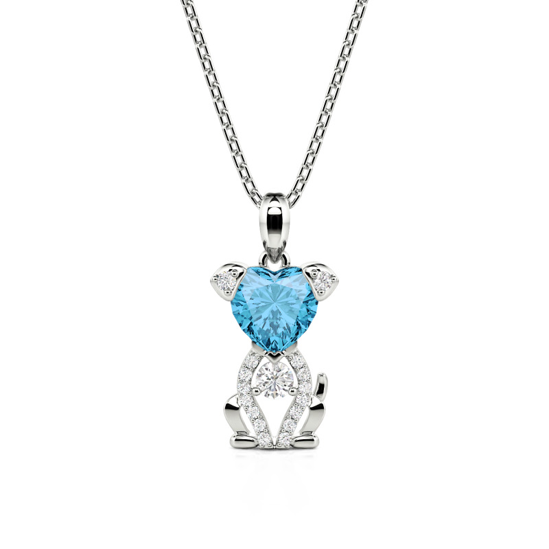 Custom Heart Puppy Necklace Sterling Silver