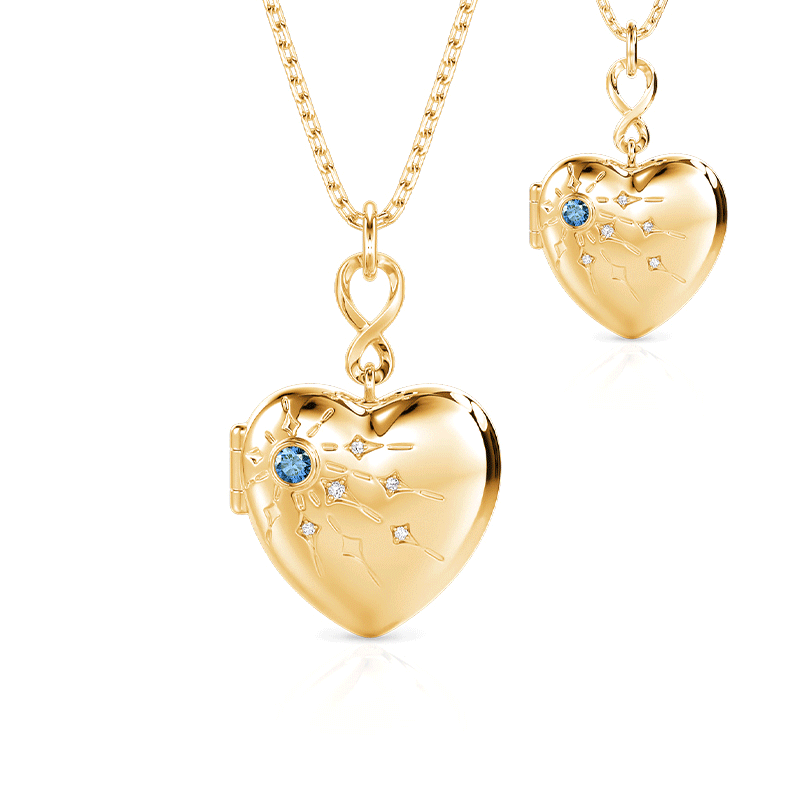 Personalized Heart Photo Locket Necklace with Birthstone