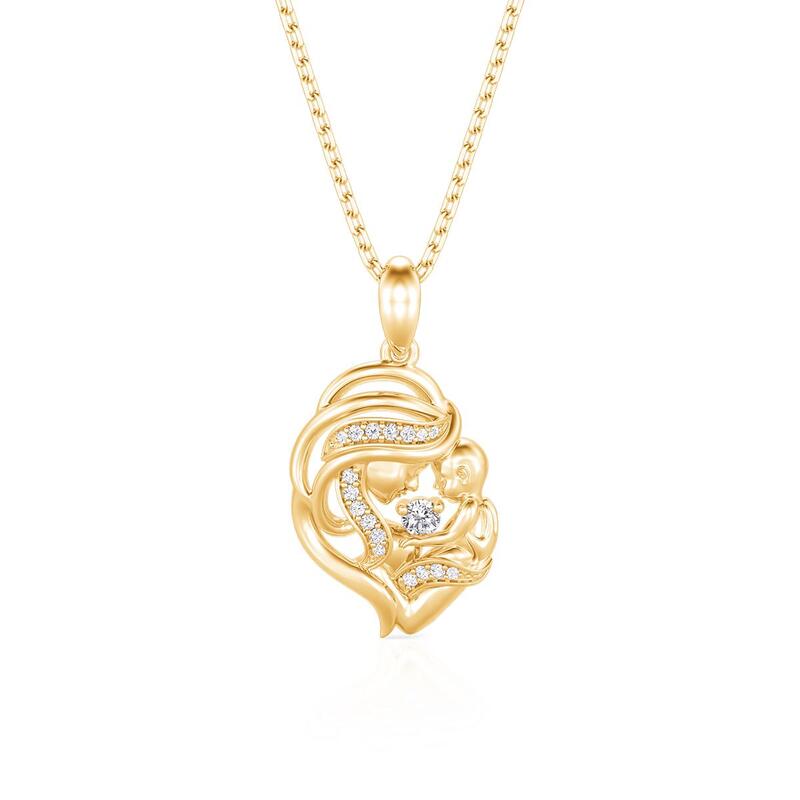 Custom Birthstone Gold Mother and Child Necklace