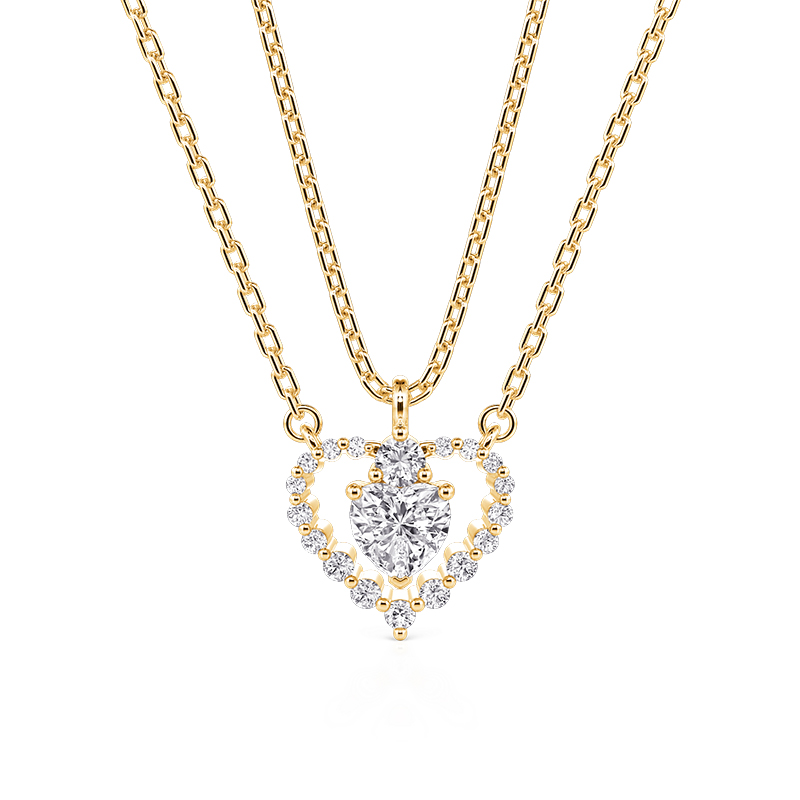 Split Heart Friendship Necklace Set Sterling Silver