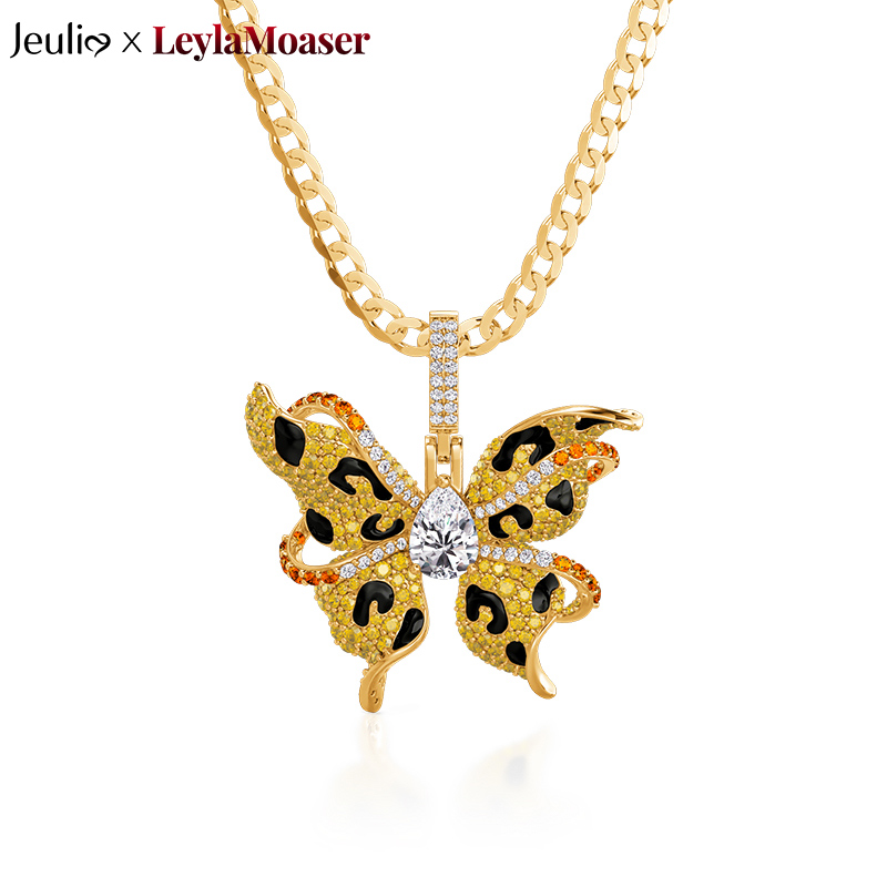 x Leyla Wild Leopard Butterfly Necklace