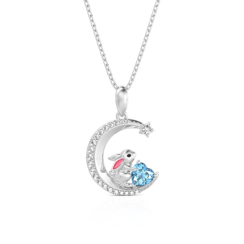 Moon Hugers Custom Heart Birthstone Bunny Necklace