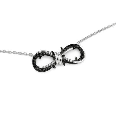 Juelvia Two Tone Thorns Infinity Necklace with Black Stones