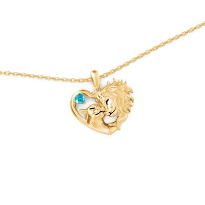 Juelvia Custom Whisper Lion Necklace with Heart Birthstone