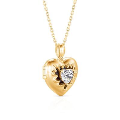 Juelvia Personalized Heart Photo Locket Necklace with Birthstone