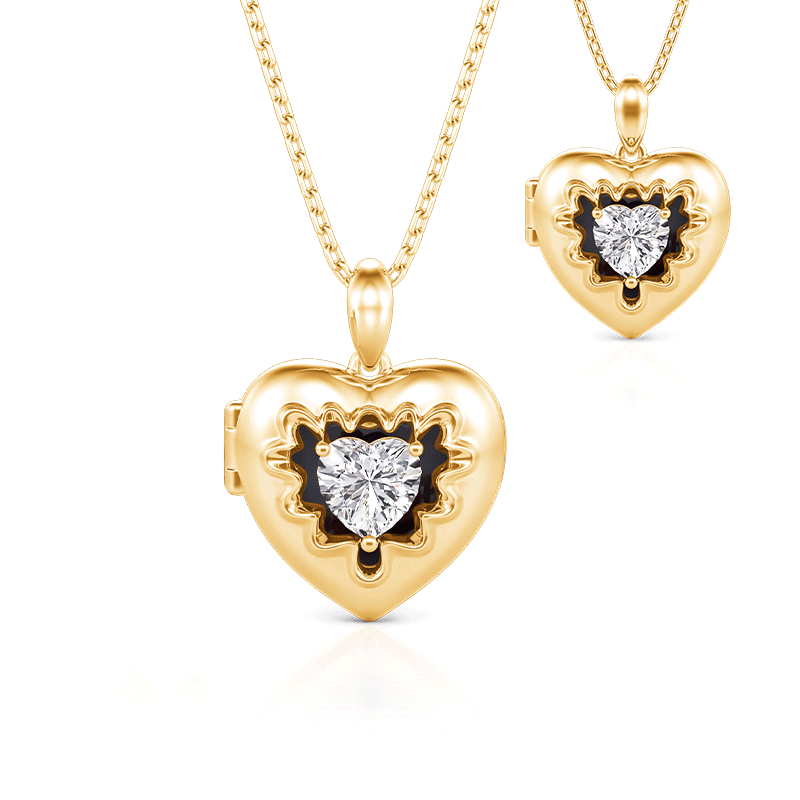 Personalized Heart Photo Locket Necklace with Birthstone