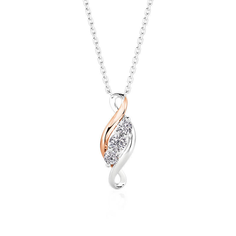 Custom Three Birthstones Bypass Two Tone Necklace