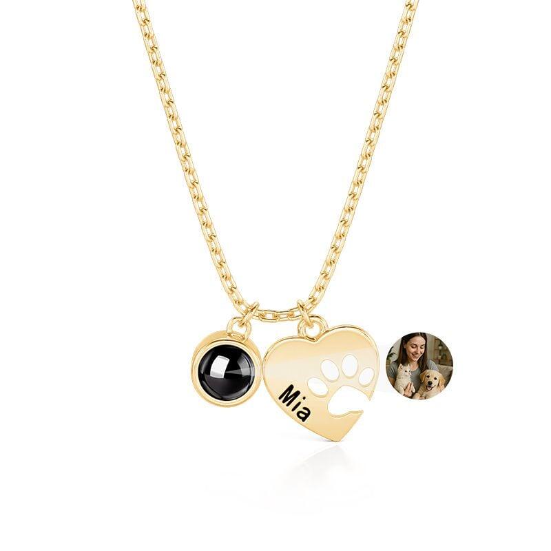 Petland Custom Name Heart & Paw Photo Projection Necklace