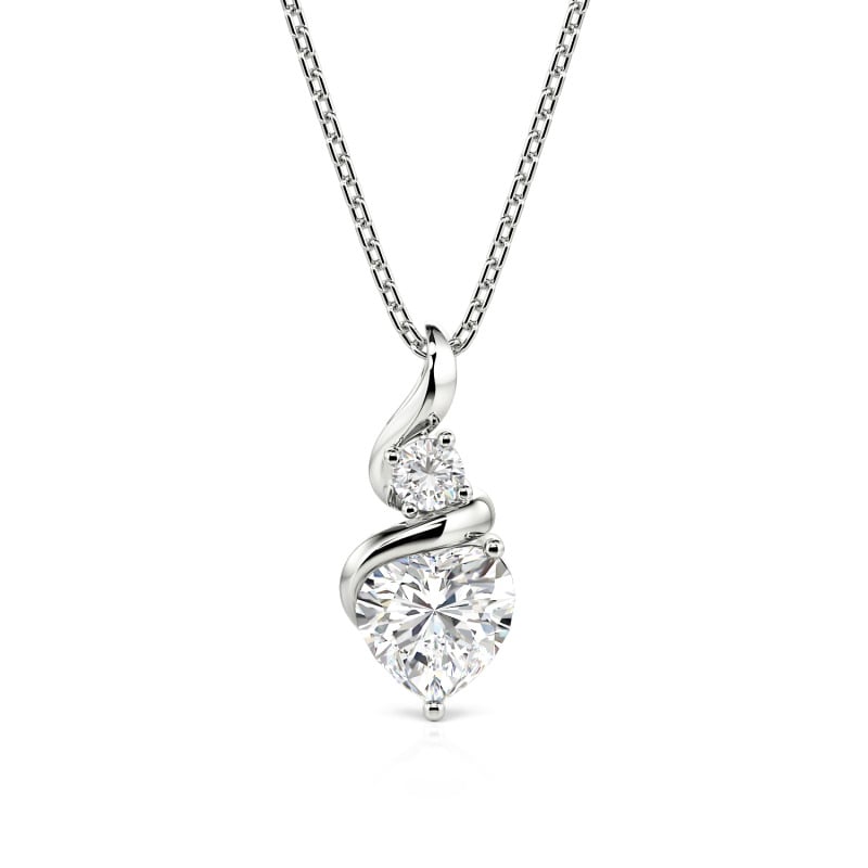 Juelvia Custom Twisted Two Stone Heart Necklace