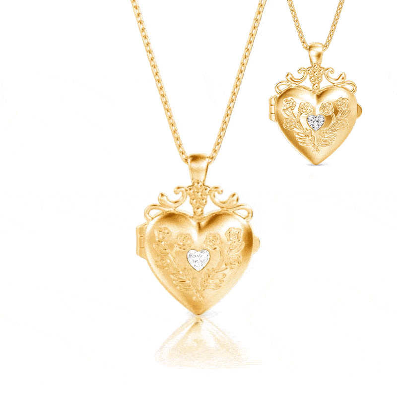 Custom Vintage Heart Photo Locket Necklace