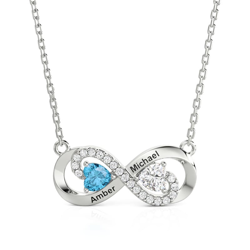 Custom Engraved Double Infinity Heart Necklace
