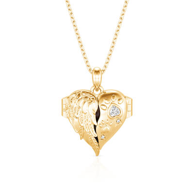 Juelvia Petland Custom Angel Wing Pet Paw Heart Photo Locket
