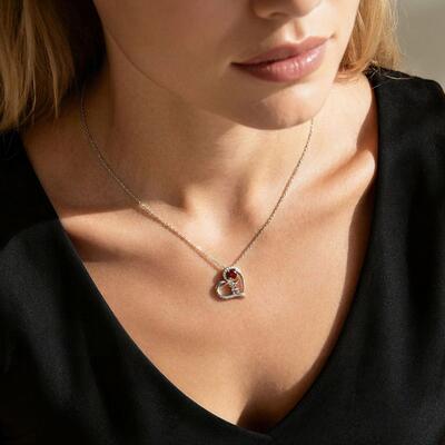 Juelvia Custom Highland Cow Heart Necklace With Engraved & Birthstone