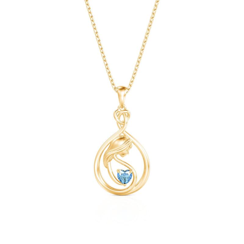 Custom New Mom Necklace with Heart Birthstone